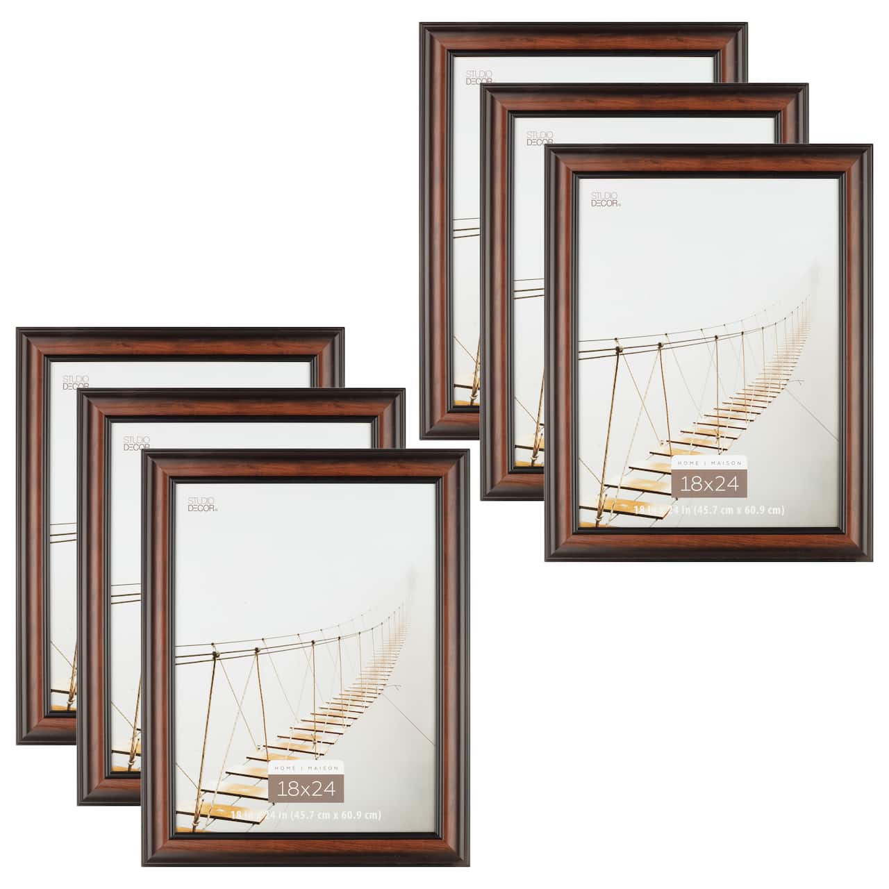 6 Pack: Home Brown & Black Wood Grain Frame by Studio Décor®